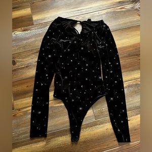 Wild fable velvet body suit stars